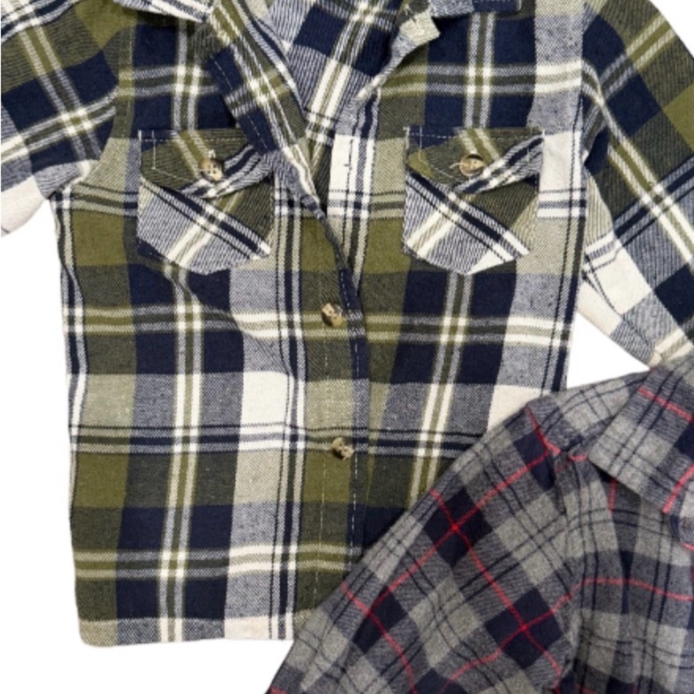 OshKosh B'gosh Plaid Button Down Shirts - Green and Blue - Picture 2 of 5